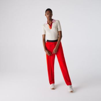 Lacoste Twill Flared Pants Dámské - Kalhoty Červené | CZ-fcteUF